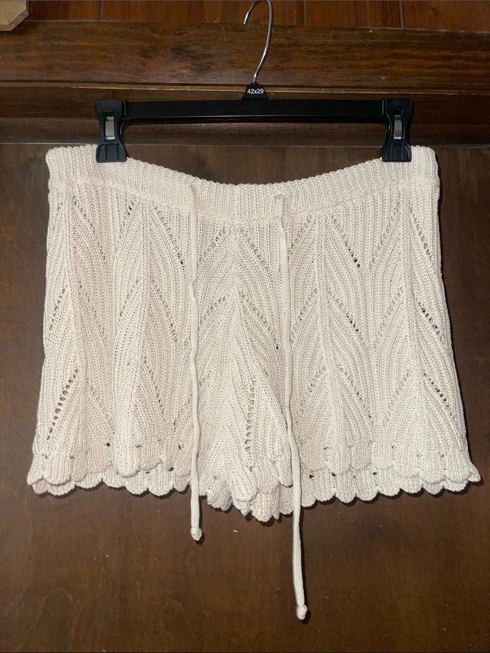 Cream Knit Scallop Swim Cover Up Shorts